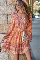 Fashion Floral Print Long Sleeve Casual Dress