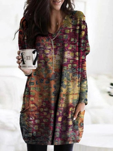 Crew Neck Vintage Ombre Dress