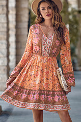 Fashion Floral Print Long Sleeve Casual Dress