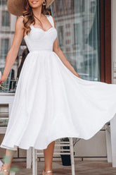 Fashion Street Solid Split Joint Spaghetti Strap Princess Dresses