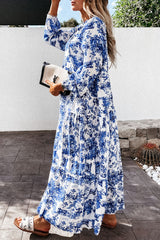 Fashion Elegant Print Patchwork V Neck A Line Dresses