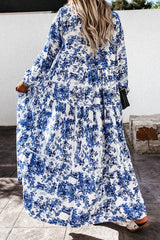 Fashion Elegant Print Patchwork V Neck A Line Dresses