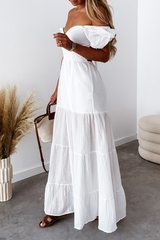 Casual Solid Frenulum Backless Strapless Cake Skirt Dresses(3 colors)