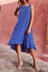 Casual Dot Patchwork O Neck Irregular Dress Dresses