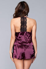 BW1787PUR Jasmina Satin Cami & Short Set Areous