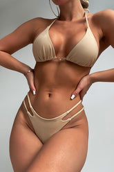 Beige Padded Cheeky Two Piece Swimsuit Areous