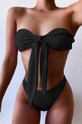 Black Bandeau Padded Two Piece Bikini Areous