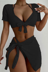 Black Cheeky 4 Piece Swimsuit Set Areous