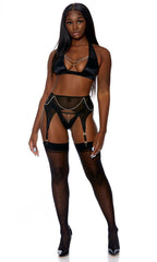 Black Dripped in Diamonds Lingerie Set Areous