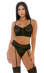 Black Get The Hook Lingerie Set Areous