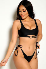 Black Heart Ring Cheeky Two Piece Swimsuit Bikini Areous
