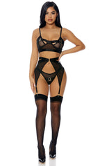 Black Kiss of Gold Lingerie Set Areous