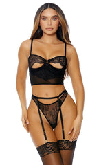 Black Peek Inside Lingerie Set Areous