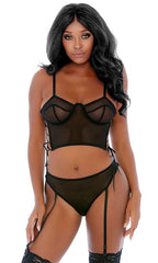 Black Ring Me Up Bustier Set Areous
