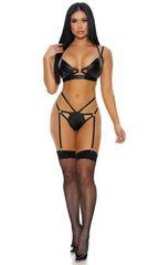 Black Spotlight Cheetah Print Lingerie Set Areous