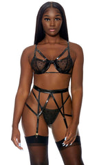 Black Take To Heart Lingerie Set Areous