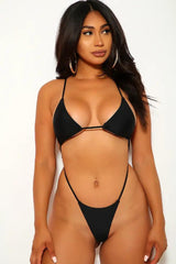 Black Thong Strappy Monokini Areous