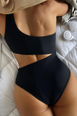 Black White Padded Lace Up Cheeky One Piece Monokini Areous