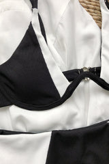 Black White Underwire Bikini Top High Waisted 2 Pc Swimsuit Areous
