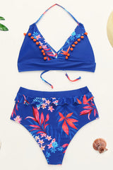 Blue Fireworks Floral Bikini Set Areous
