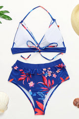 Blue Fireworks Floral Bikini Set Areous