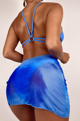 Blue U Underwire O-Ring Three Piece Swimsuit Areous