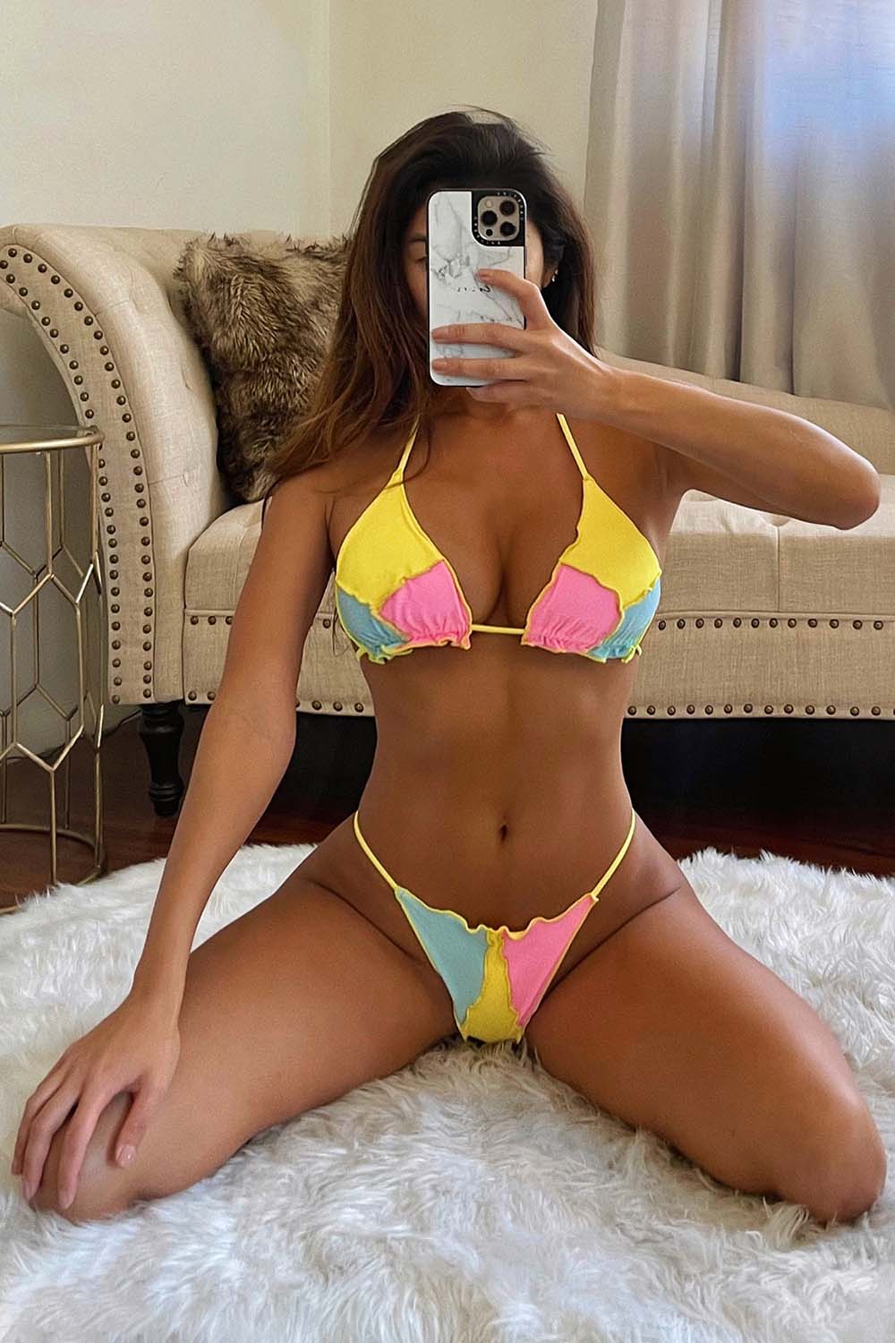 Contrast Patchwork Bikini Areous