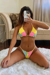 Contrast Patchwork Bikini Areous