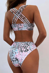 Cross Back Leopard Bikini Areous