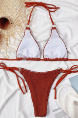 Cross Solid Color Bikini Areous