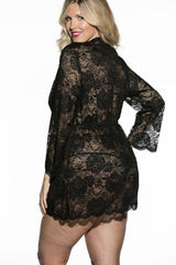 Deep Low Cut Robe and G-String Set | Plus Size Areous