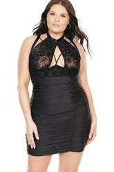 Diva Halter Chemise With Ruched Skirt | Plus Size Areous
