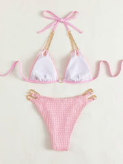 Double Chains High Slit Bikini Set Areous