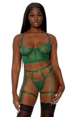 Emerald Blooming Beauty Lingerie Set Areous