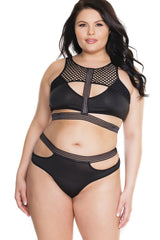 Fence Net Crop Top With Panty Set | Plus Size Areous
