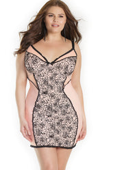 Flocked Fine Tulle With Sheer Stretch Nylon Cutouts | Plus Size Areous