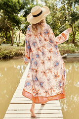 Floral Open Front Duster Cover-Up Areous