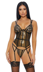 Gold Nothin Bud Trouble Floral Embroidered Bustier Set Areous