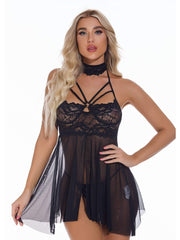 Halter See-through Bandage Nightgown Areous