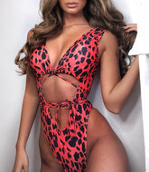 High Cut Print One-Piece Swimwear Areous