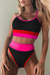 High Waist Push Up Patchwork Bikini Set Areous