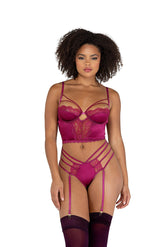 LI460 - 2PC Satin Underwire Bralette Set with Strappy Panty Areous