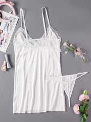 Lace Hollowed-out Nightdress With T-back Areous