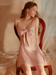 Lace Perspective Sweet Bow Backless Pajamas Areous