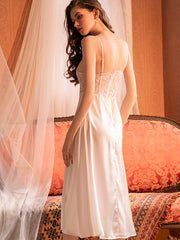 Lace Satin Slip Dress Areous