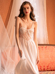 Lace Satin Slip Dress Areous