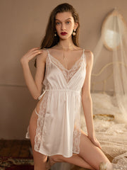 Lace Side Slit Suspender Skirt Areous