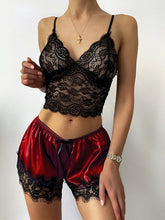 Lace Top and Satin Shorts Lingerie Set Areous