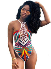 Lace Up One Piece African Swimwear Areous