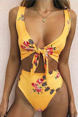 Lace-up Floral Bikini Set Areous